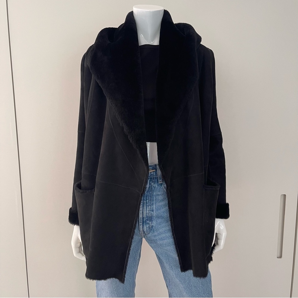 VINCE Hooded Shearling Coat